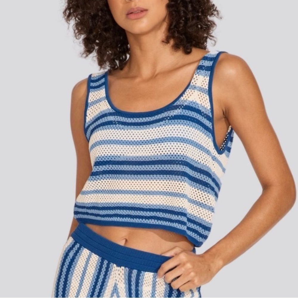 Solid & Striped Charlie Marina Blue Crochet Cropped Tank Top Size XS